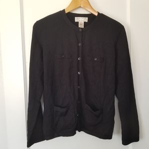 Saville for Nordstrom Silk Blend Black Button Up Cardigan Size Large